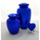 blue metal memorial urn for ashes