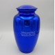 blue metal memorial urn for ashes