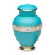 turquoise blue adult urn trimmed in gold