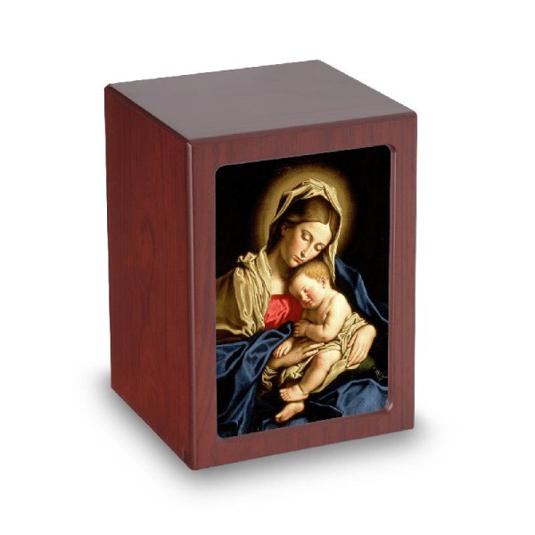 Mary Jesus Wood Photo Urn for Ashes