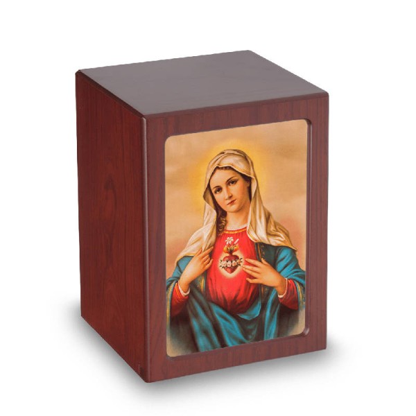 Mother Mary Sacred Heart Photo Cremation Box for Ashes