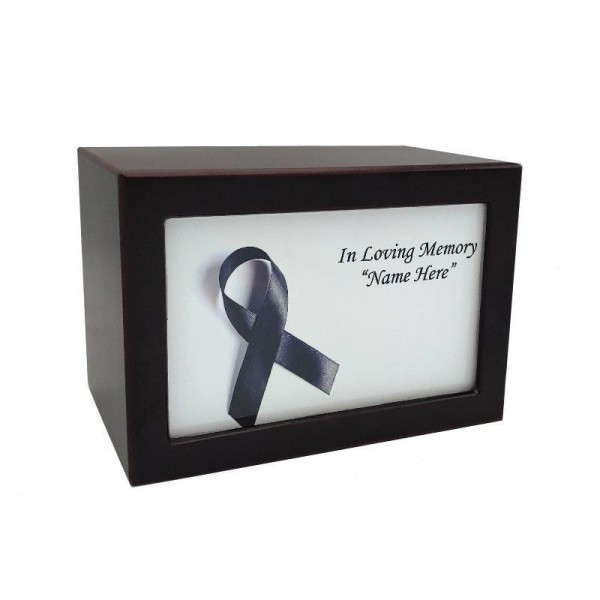 Black Ribbon Wooden Urn Box