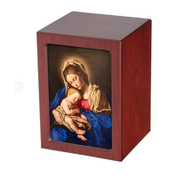 Mary Jesus Wood Photo Urn for Ashes
