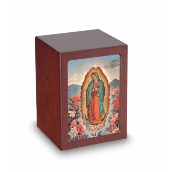 Lady of Guadalupe Wood Photo Box Urn for Ashes