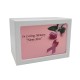Pink Ribbon White Wood Urn Box for Cremated Ashes Pink Ribbon White Wood Urn Box for Cremated Ashes