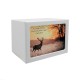Deer at Sunset White Wooden Urn Box for Cremated Ashes