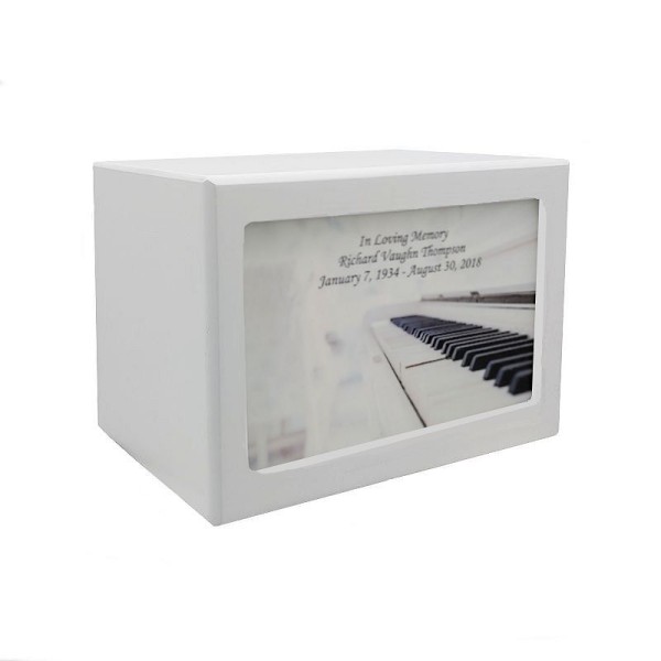 Life is a Song White Piano Wood Urn Box Life is a Song White Piano Wood Urn Box