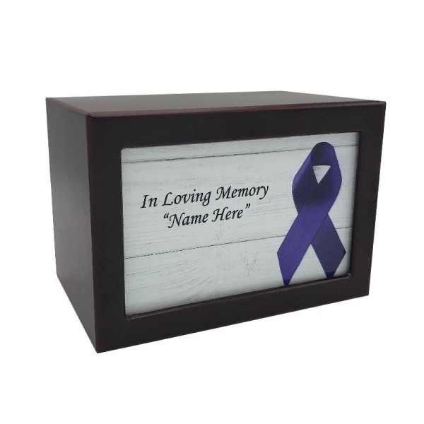Purple Ribbon Wooden Urn Box Purple Ribbon Wooden Urn Box