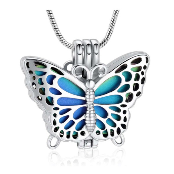 Blue Butterfly Urn Necklace 