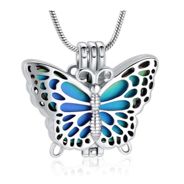 Blue Butterfly Cremation Urn Necklace Blue Butterfly Urn Necklace