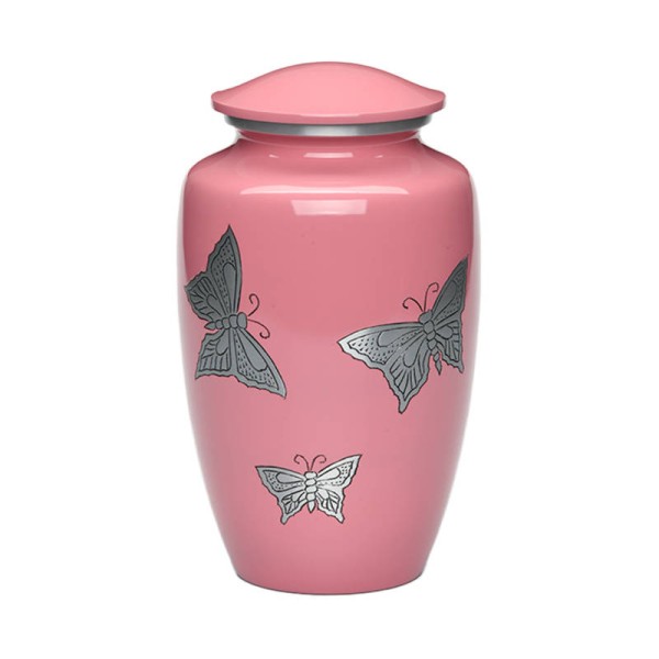 Crystal Pink Butterfly Urn 