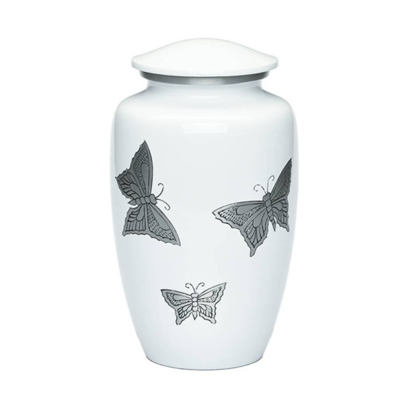 White Butterfly Cremation Urn 