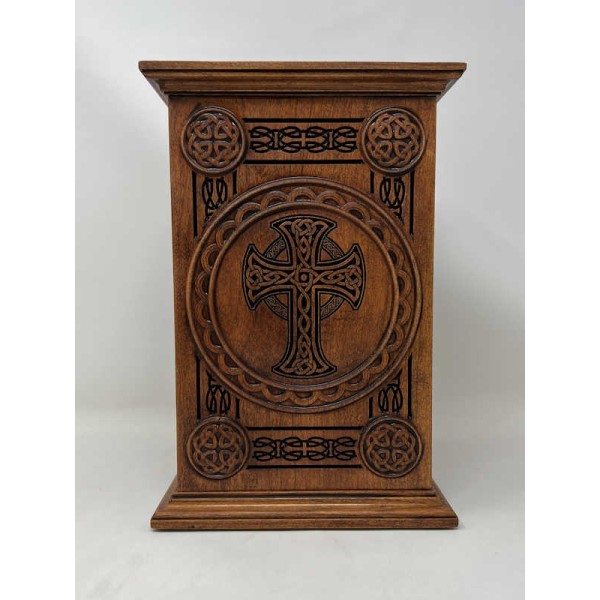 Celtic Cross Cherry Wood Box Adult Urn for Ashes