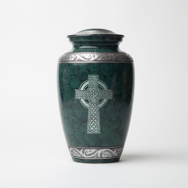 Celtic Cross Cremation Urn Green Irish green Celtic Cross Cremation Urn