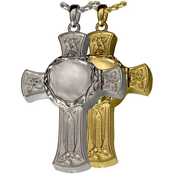 Celtic Knot Cross Photo Urn Locket for Ashes Celtic Knot Cross Photo Urn Locket for Ashes