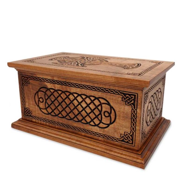 Maple or Cherry Wood Celtic Cross Cremation Box Maple or Cherry Wood Celtic Cross Cremation Box