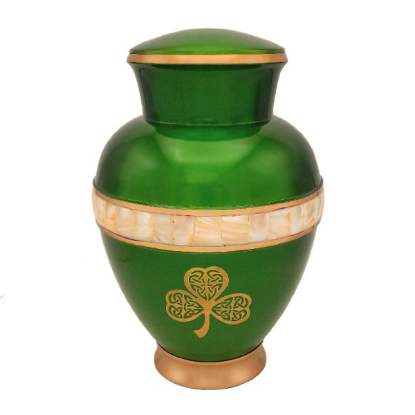 Mother of Pearl Irish Shamrock Cremation Urn