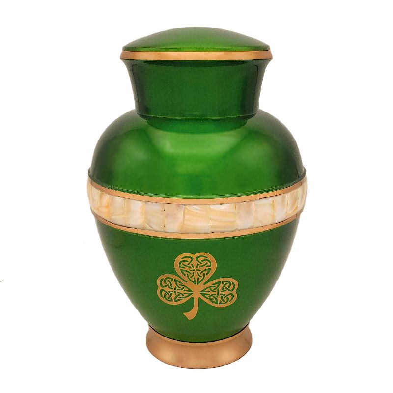 green irish shamrock cremation urn for dad