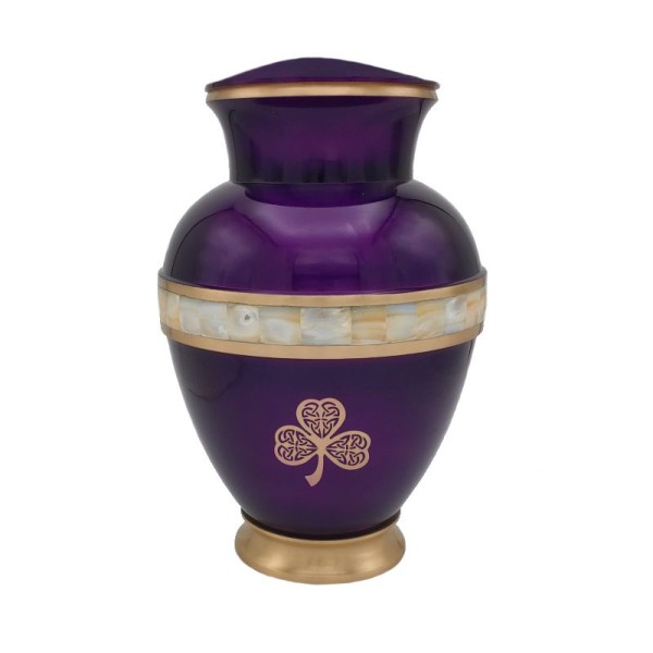 Celtic Purple Shamrock Mother of Pearl Cremation Urn Celtic Purple Shamrock Mother of Pearl Cremation Urn