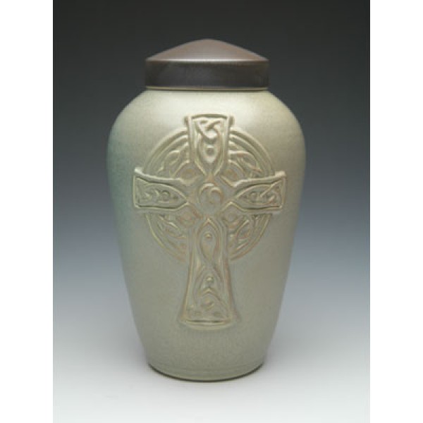 Celtic Cremation Urn, Ceramic Burial Jar