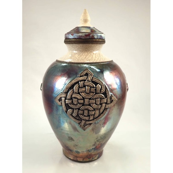 Iridescent Celtic Knot Urn Iridescent Celtic Knot Urn