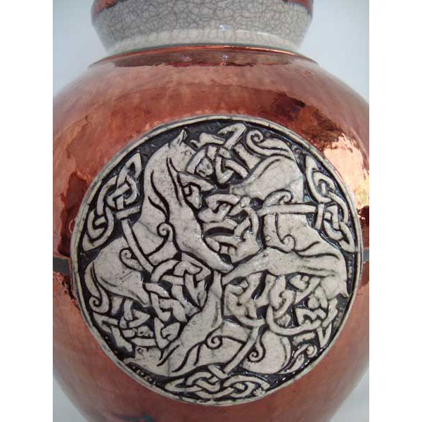 Celtic White Horse Copper Cremation Urn Celtic White Horse Copper Cremation Urn