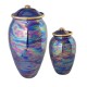 Medium ceramic cremation urn, blue, purple, green