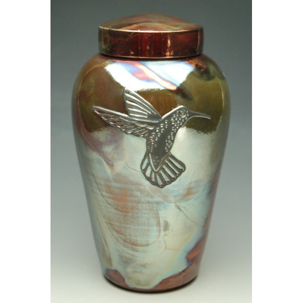 Raku Hummingbird Adult Cremation Urn