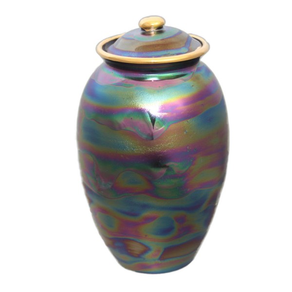 Medium size ceramic blue, purple cremation urn Medium size ceramic cremation urn
