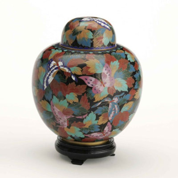 Adult-Sized Butterfly Cloisonne Cremation Urn