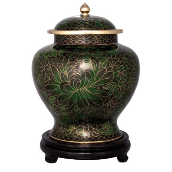 emerald green cloisonne adult cremation urn