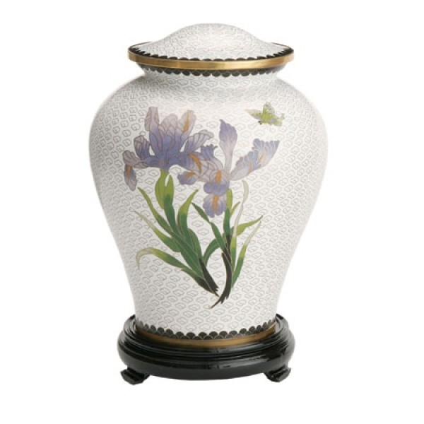 Purple Iris Cloisonne Adult-Sized Cremation Urn 