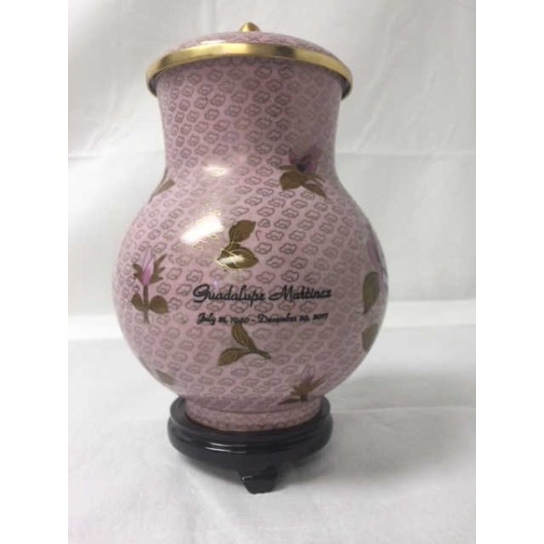 Pink Rose Cloisonne Cremation Urn for Ashes Pink Rose Cloisonne Cremation Urn for Ashes