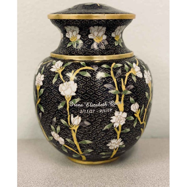 black and white floral adult cremation urn black and white floral cremation urn