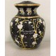 black and white floral cremation urn