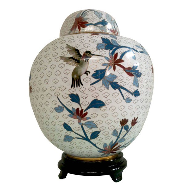 White Hummingbird Cremation Urn, Adult Size White Hummingbird Cremation Urn, Adult Size