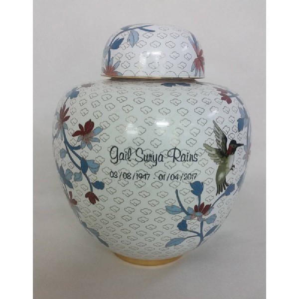White Hummingbird Cremation Urn, Adult Size White Hummingbird Cremation Urn, Adult Size