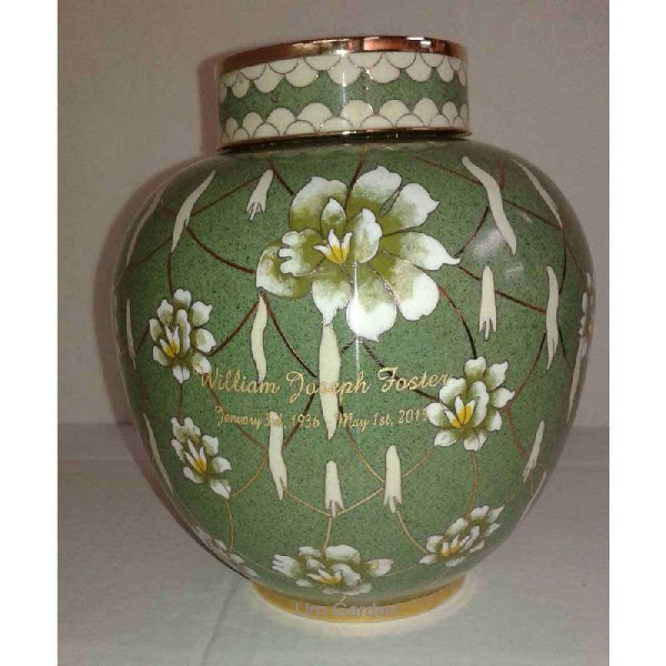 Pear Blossom Adult Size Cloisonne Cremation Urn Pear Blossom Adult Size Cloisonne Cremation Urn