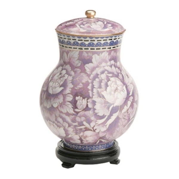 Purple Floral Cloisonne Cremation Urn Adult Human