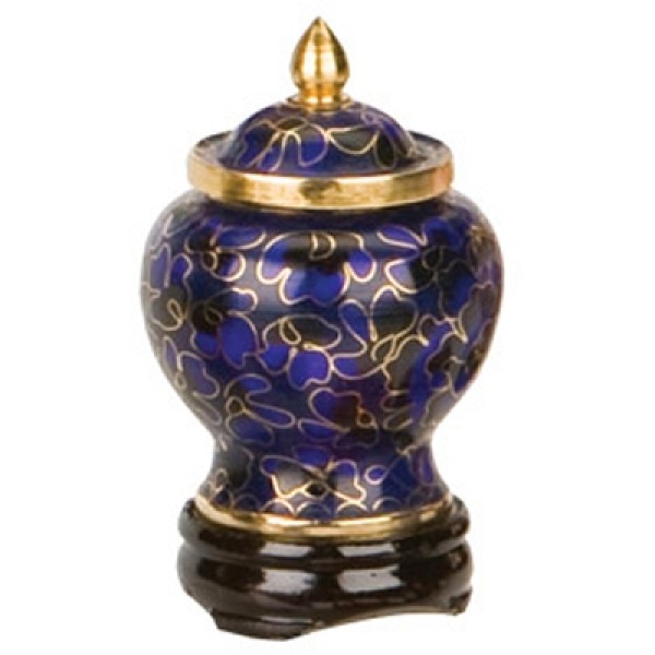  Miniature blue cremation urn