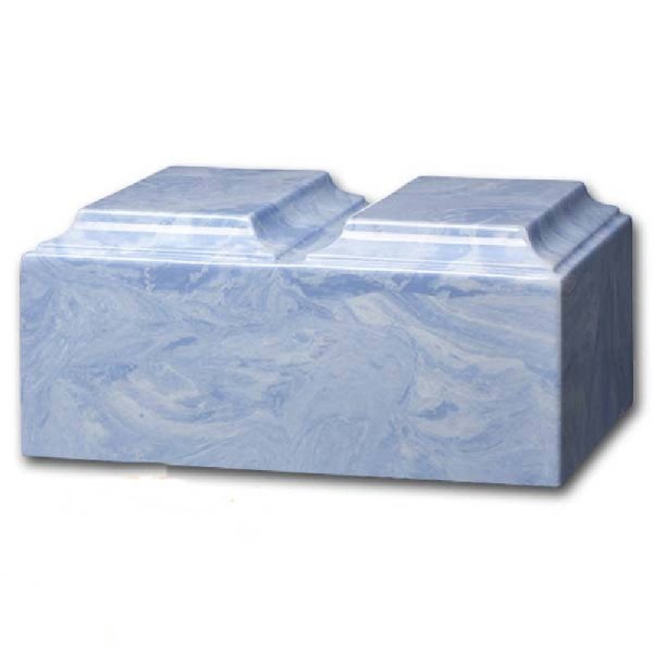 Sky Blue Cultured Marble Companion Cremation Urn for Two 
