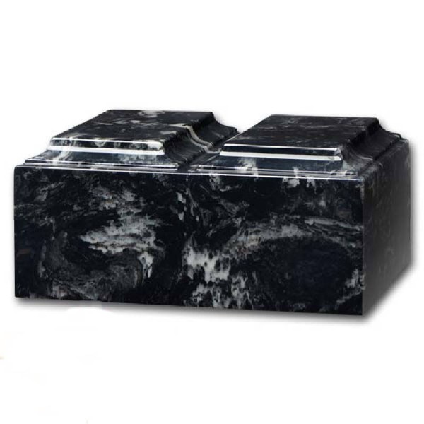Zebra Cultured Marble Companion Cremation Urn for Two 