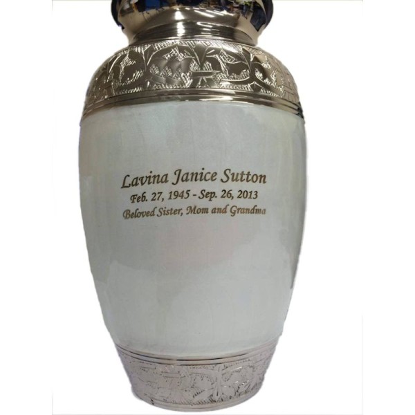 white pearl adult cremation urn for ashes white pearl cremation urn