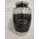 Black and silver adult cremation urn