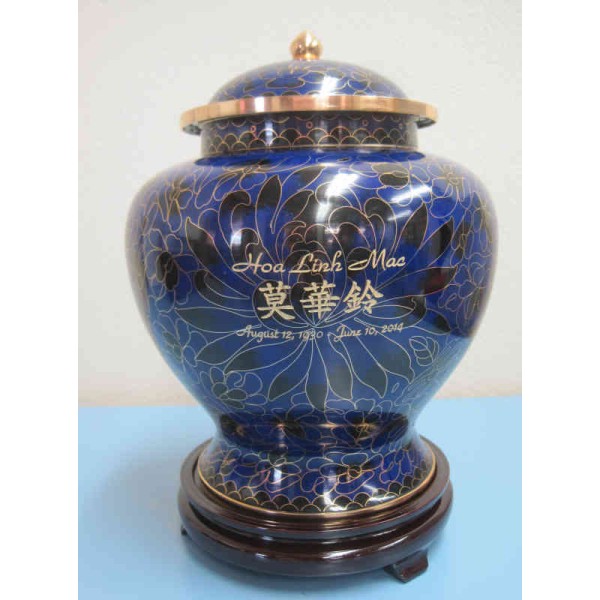 blue cloisonne metal cremation urn for adult blue cloisonne metal cremation urn for adult