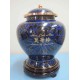 blue cloisonne metal cremation urn for adult