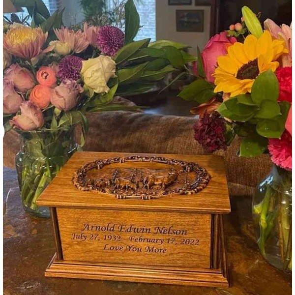 Cherry Wood Adult Deer Cremation Urn Cherry Wood Adult Deer Cremation Urn