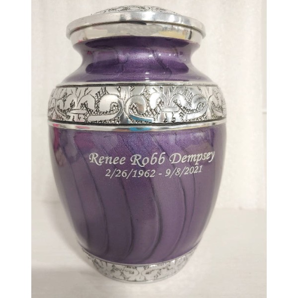 Purple medium cremation urn for ashes Purple medium urn for ashes