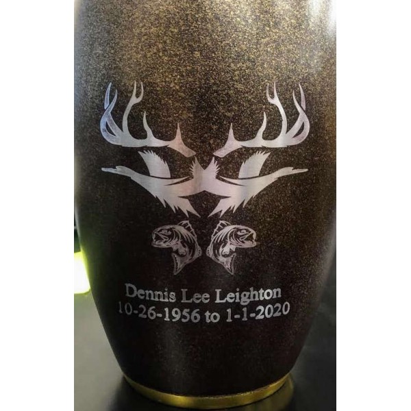 Black Hunting and Fishing Cremation Urn Black Hunting and Fishing Cremation Urn