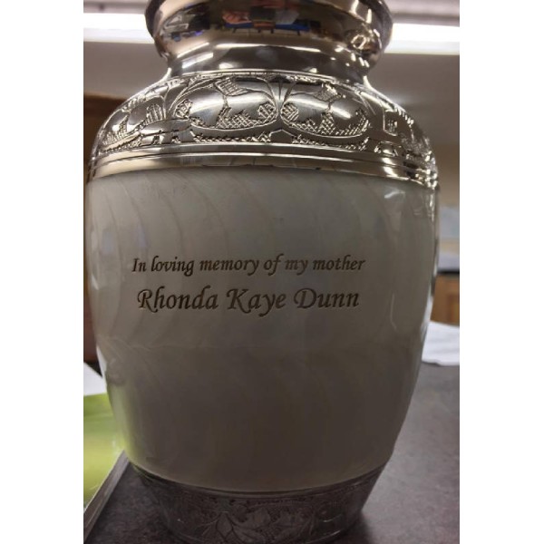 Small White & Silver Pet Cremation Urn Small White & Silver Pet Cremation Urn